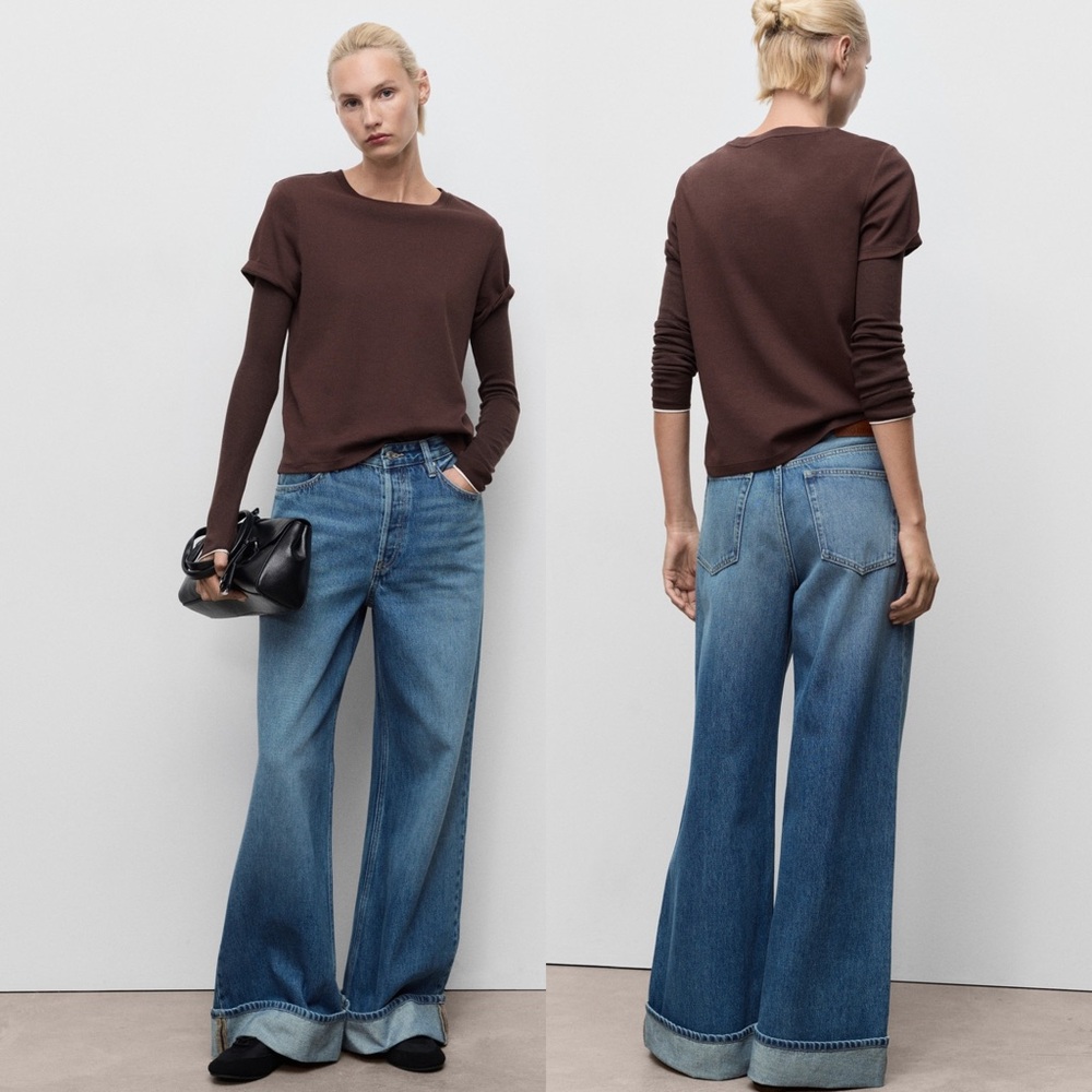 Mango High Waisted Wide Leg Jeans Size 2 | 100% Cotton Button Fly Zipper - Picture 16 of 16